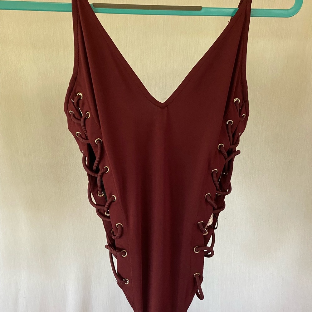 Laced sides purple bodysuit